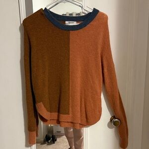 Madewell Two-Tone Sweater in Rust and Navy